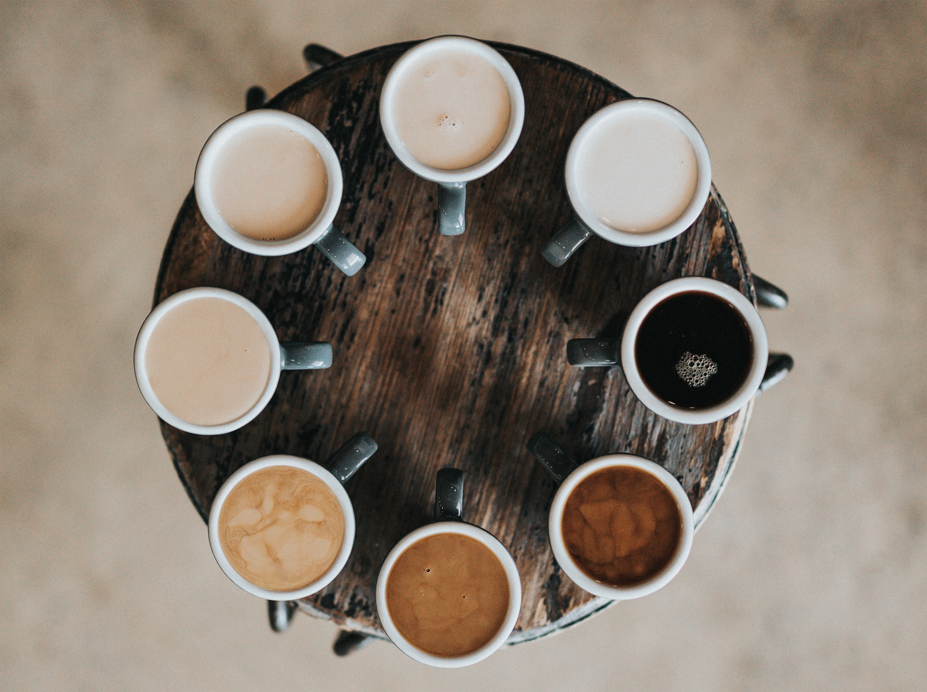 Cups of coffee and tea